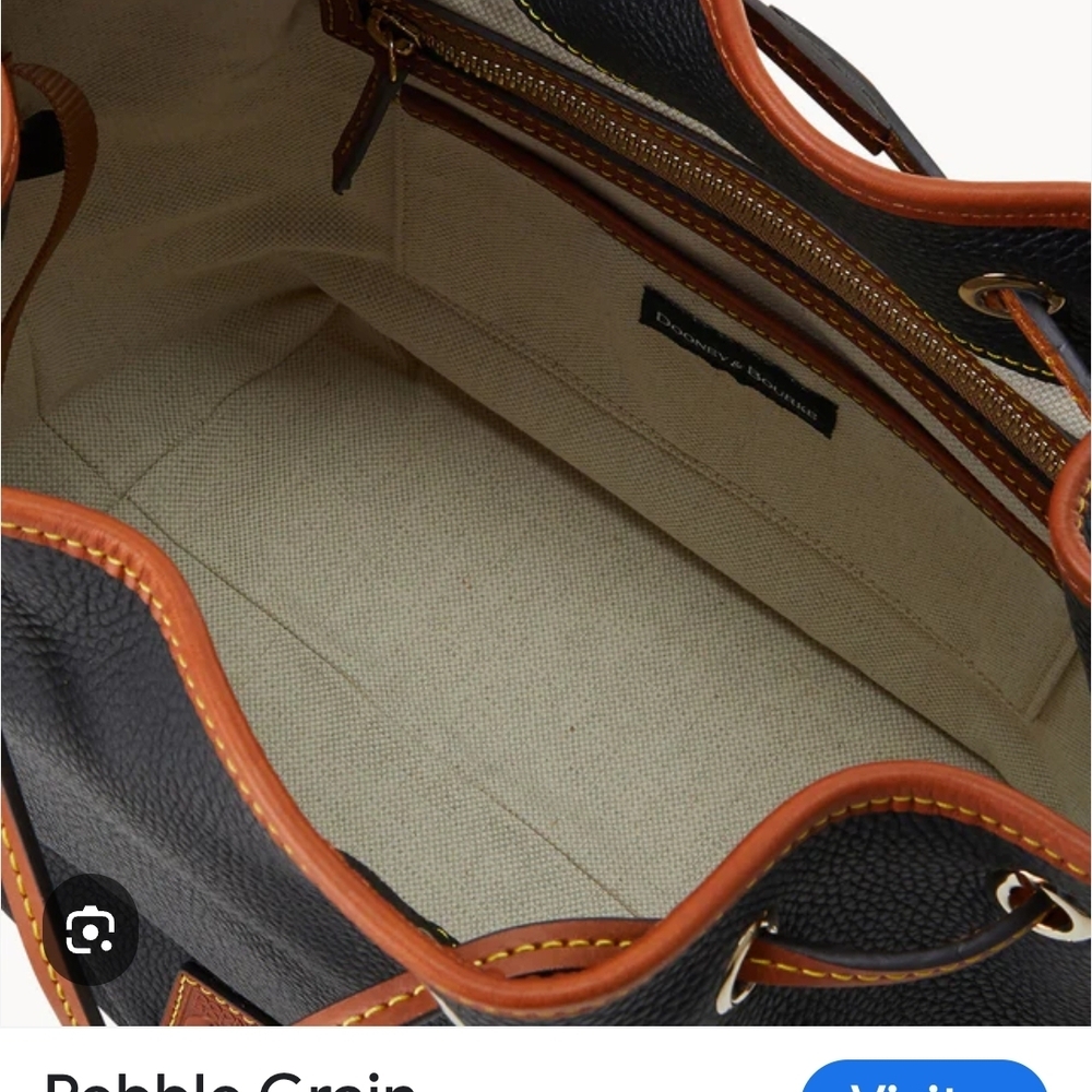 Dooney & Bourke Black and Brown Leather Small Drawstring Bag N W T - Picture 4 of 9